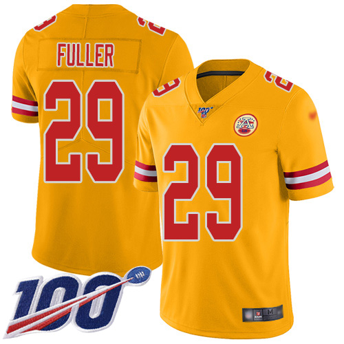 Men Kansas City Chiefs 29 Fuller Kendall Limited Gold Inverted Legend 100th Season Football Nike NFL Jersey